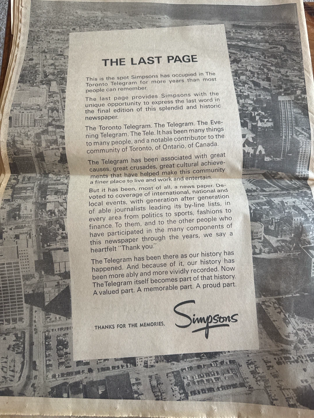 Vintage The Toronto Telegram Final Edition October 30 1971 - photo 2