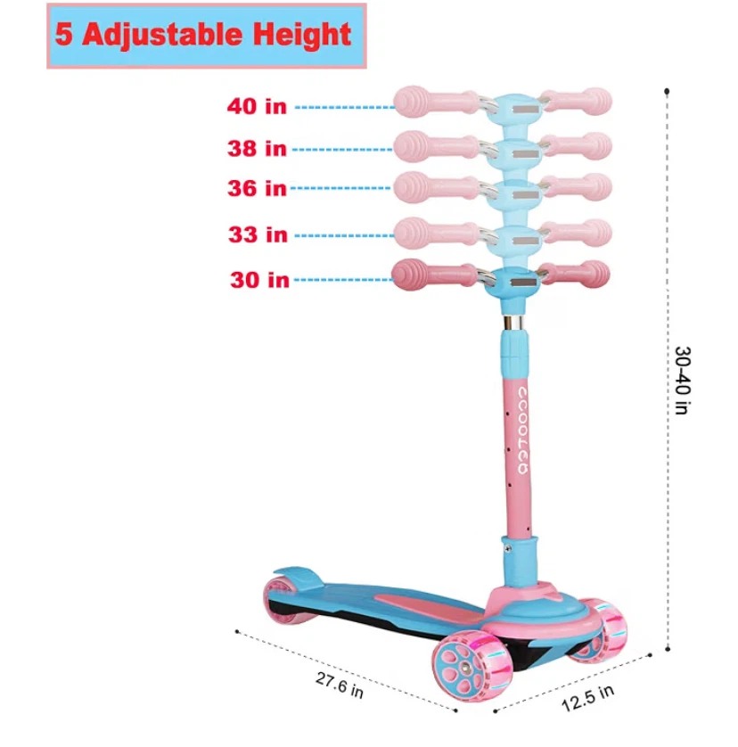 Kids Adjustable Scooter Blue and Pink - photo 2