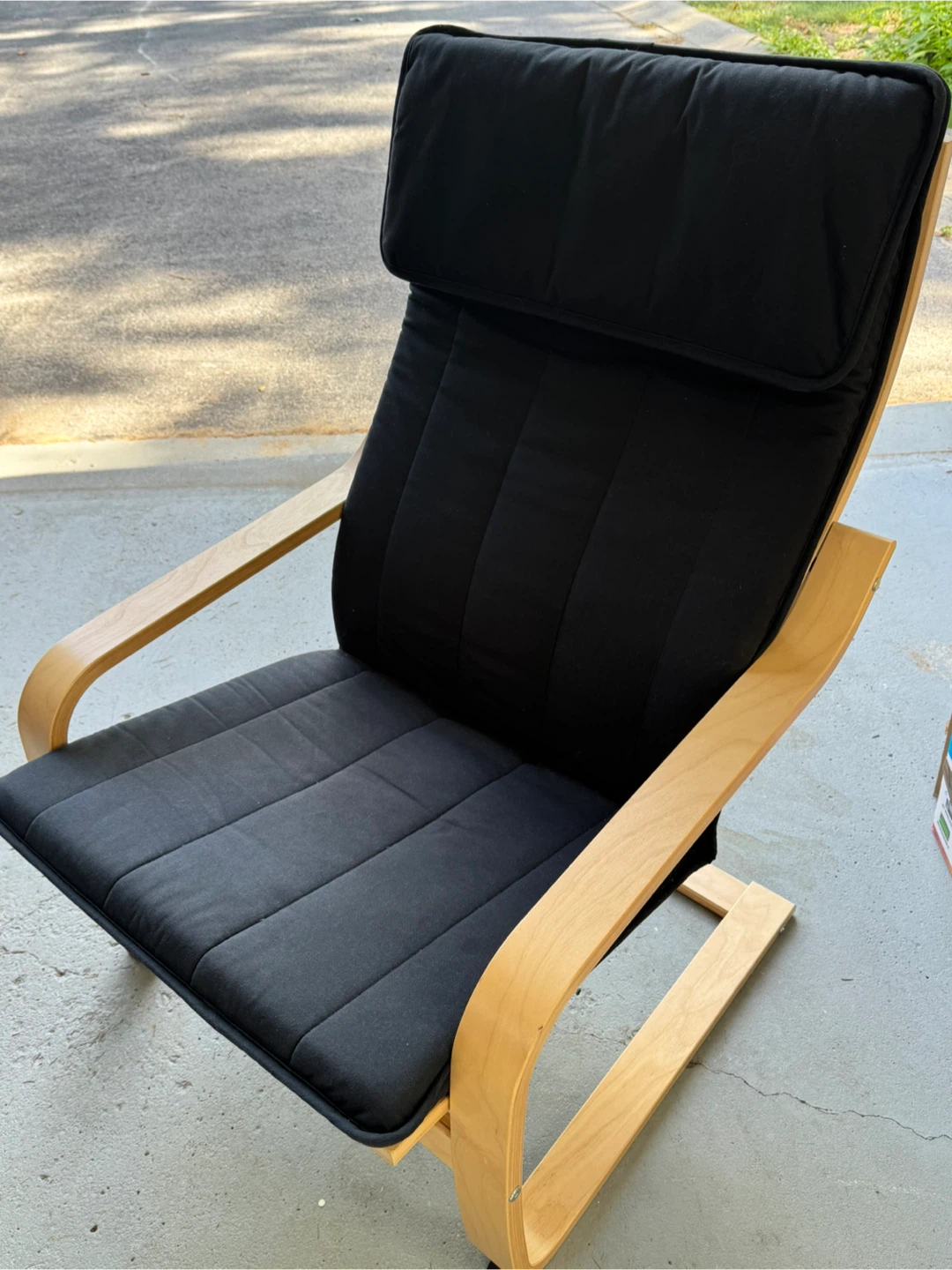 IKEA POÄNG Armchair with Black Cushion