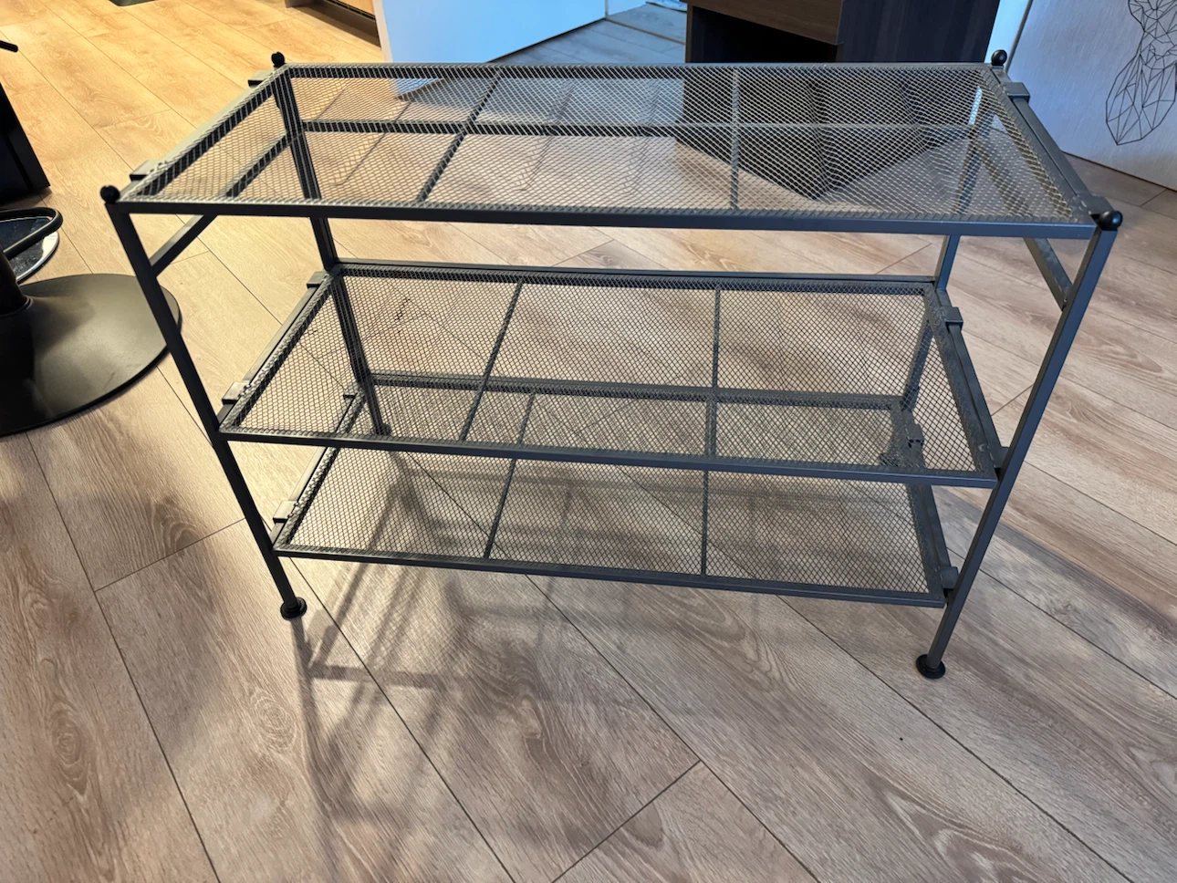 Three-Tier Grey Metal Mesh shoe rack