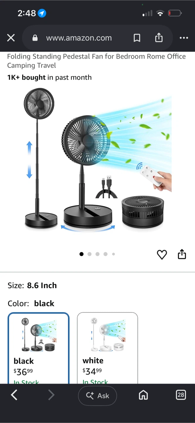 Amacool Foldable Oscillating Pedestal Fan - photo 2