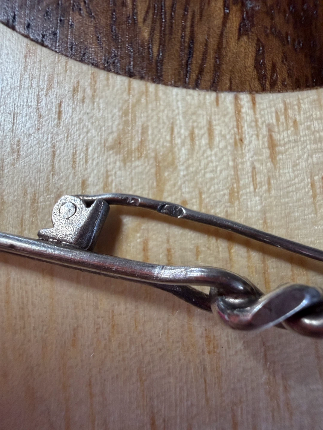 Antique French .950 Solid Silver Bar Brooch - photo 4