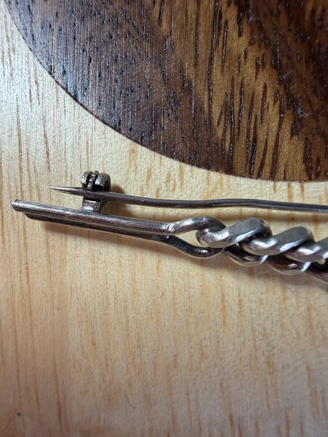 Antique French .950 Solid Silver Bar Brooch - photo 5