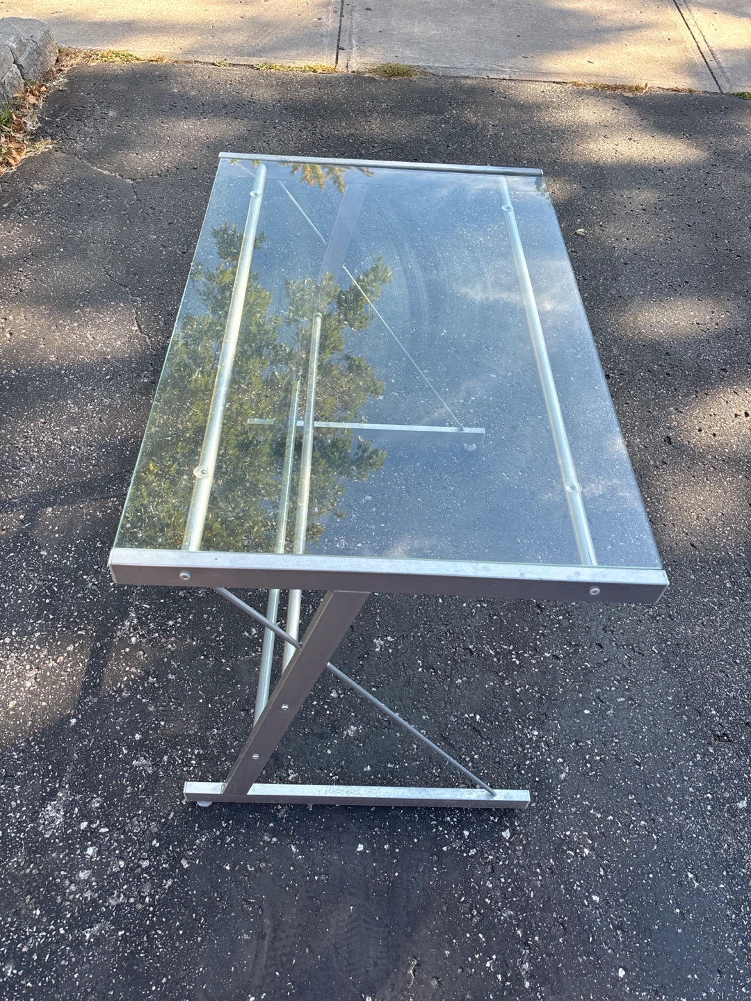 Beautiful Modern glass and silver metal desk