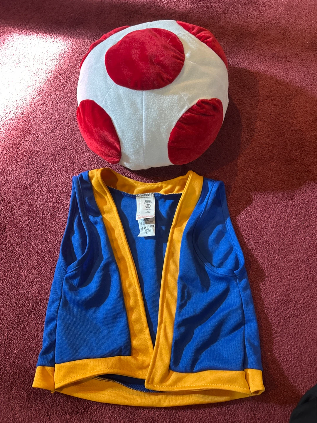 Super Mario Toad Costume Vest and Hat
