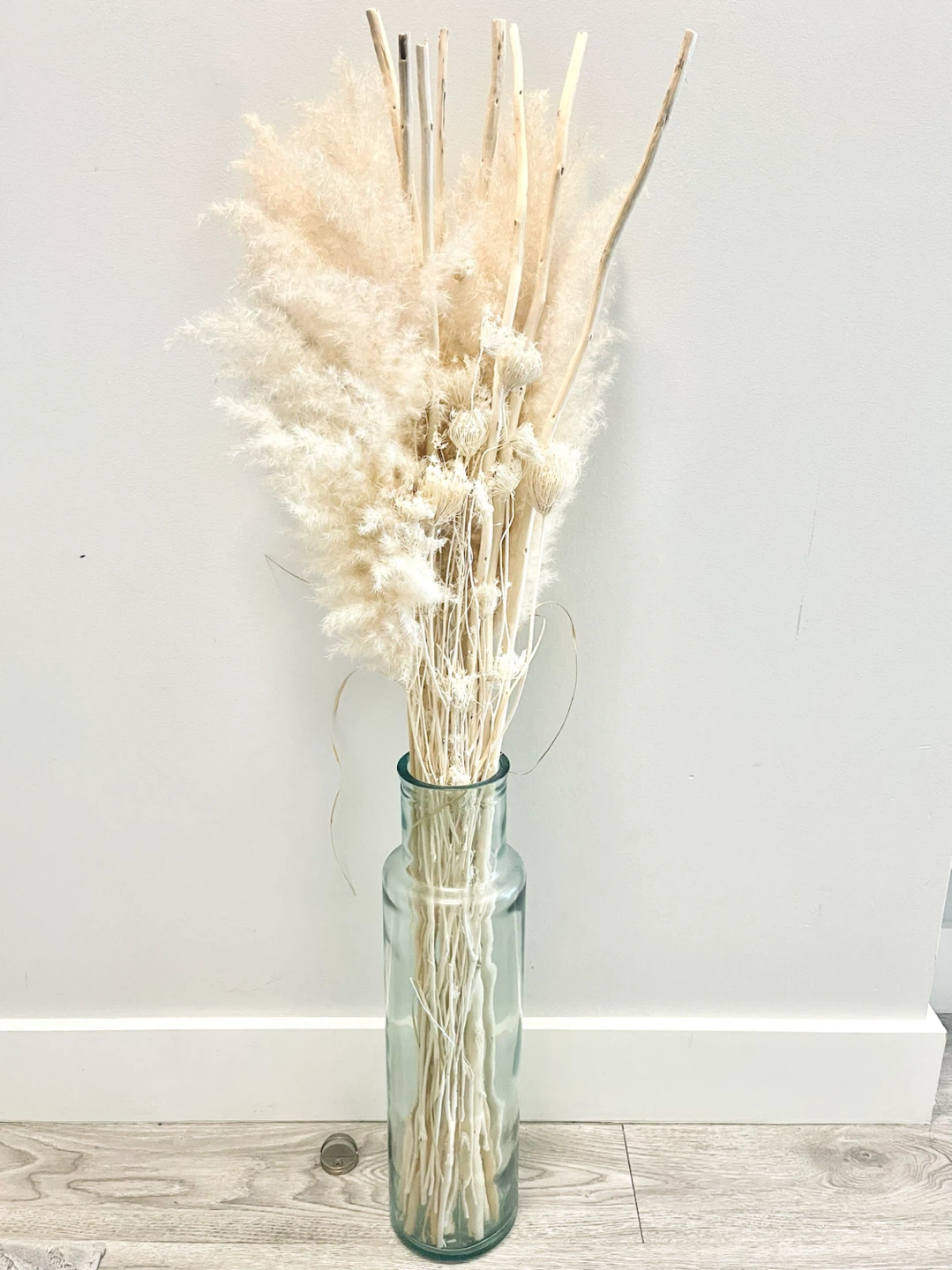 Pampas Grass Arrangement with Glass Vase