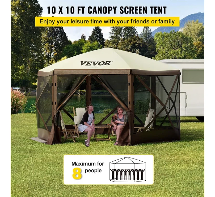VEVOR 10x10 ft Pop-Up Canopy Screen Tent