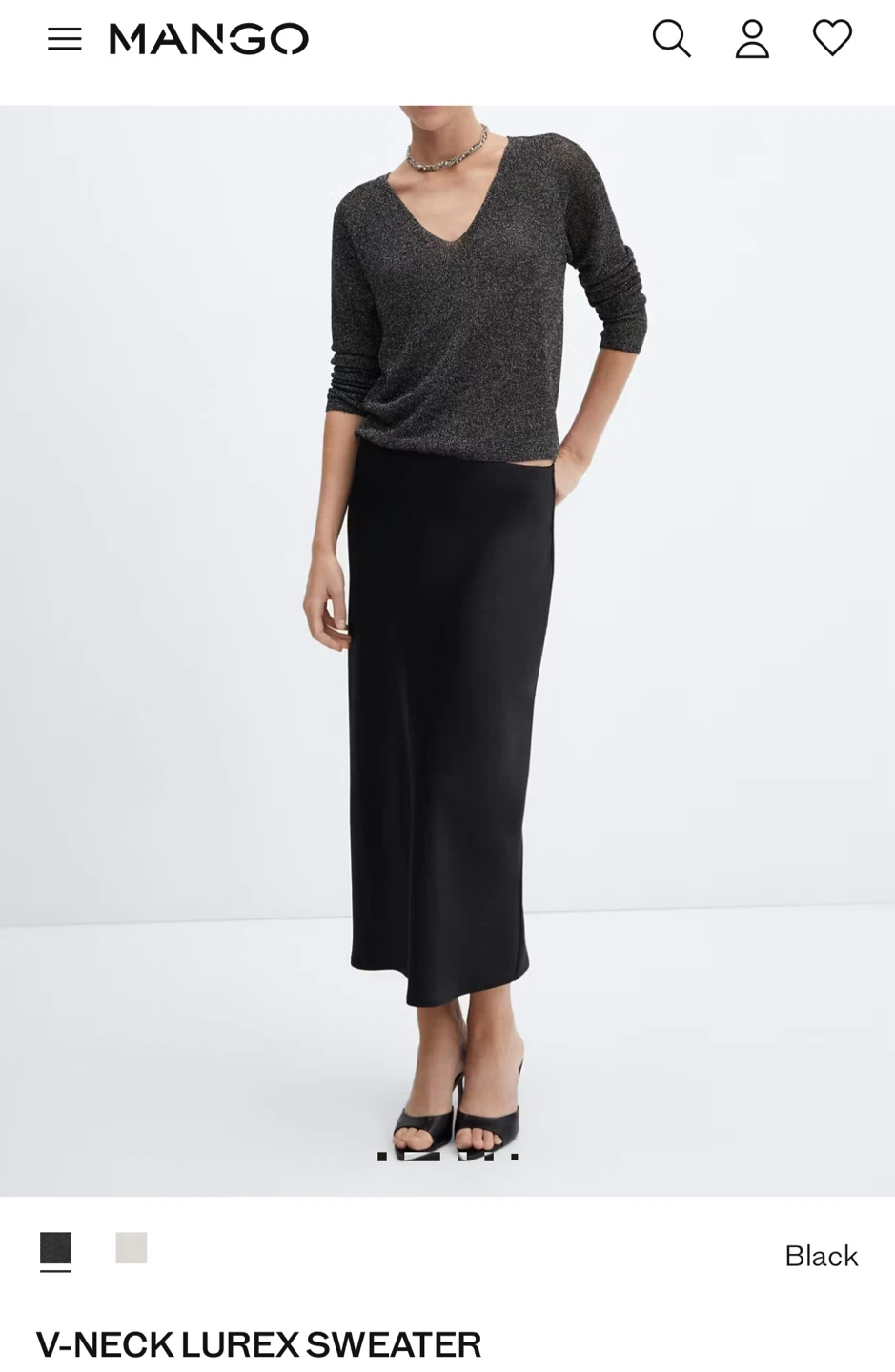 Size M V-neck metallic, shiny, and see-through sweater - photo 4