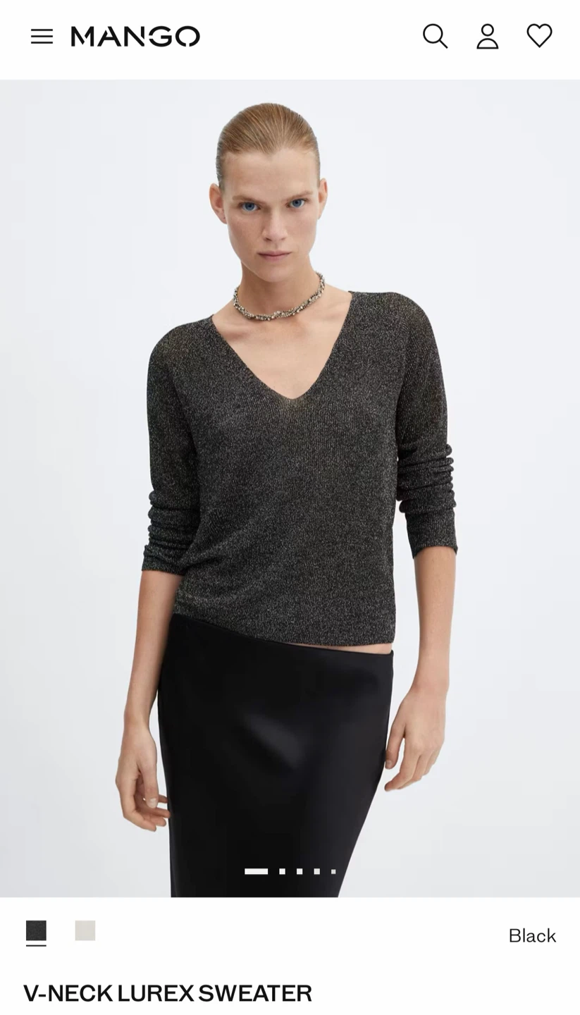 Size M V-neck metallic, shiny, and see-through sweater - photo 5