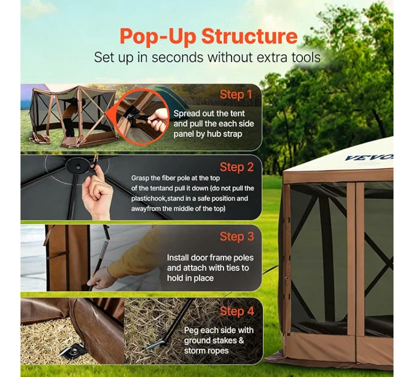 VEVOR 12x12 FT Pop-Up Canopy Screen Tent - photo 4