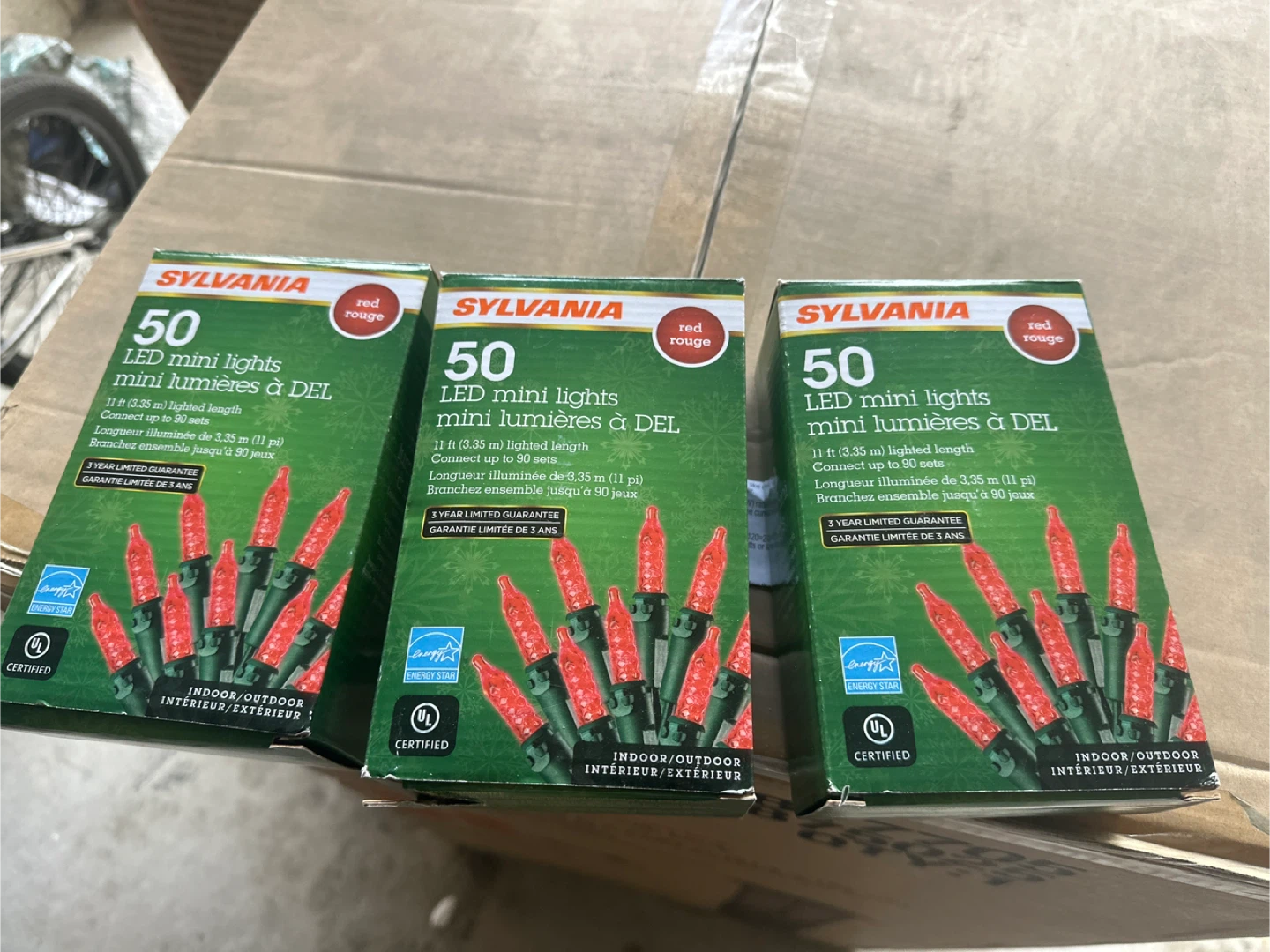 3 Boxes of Sylvania 50 Red LED Mini Lights