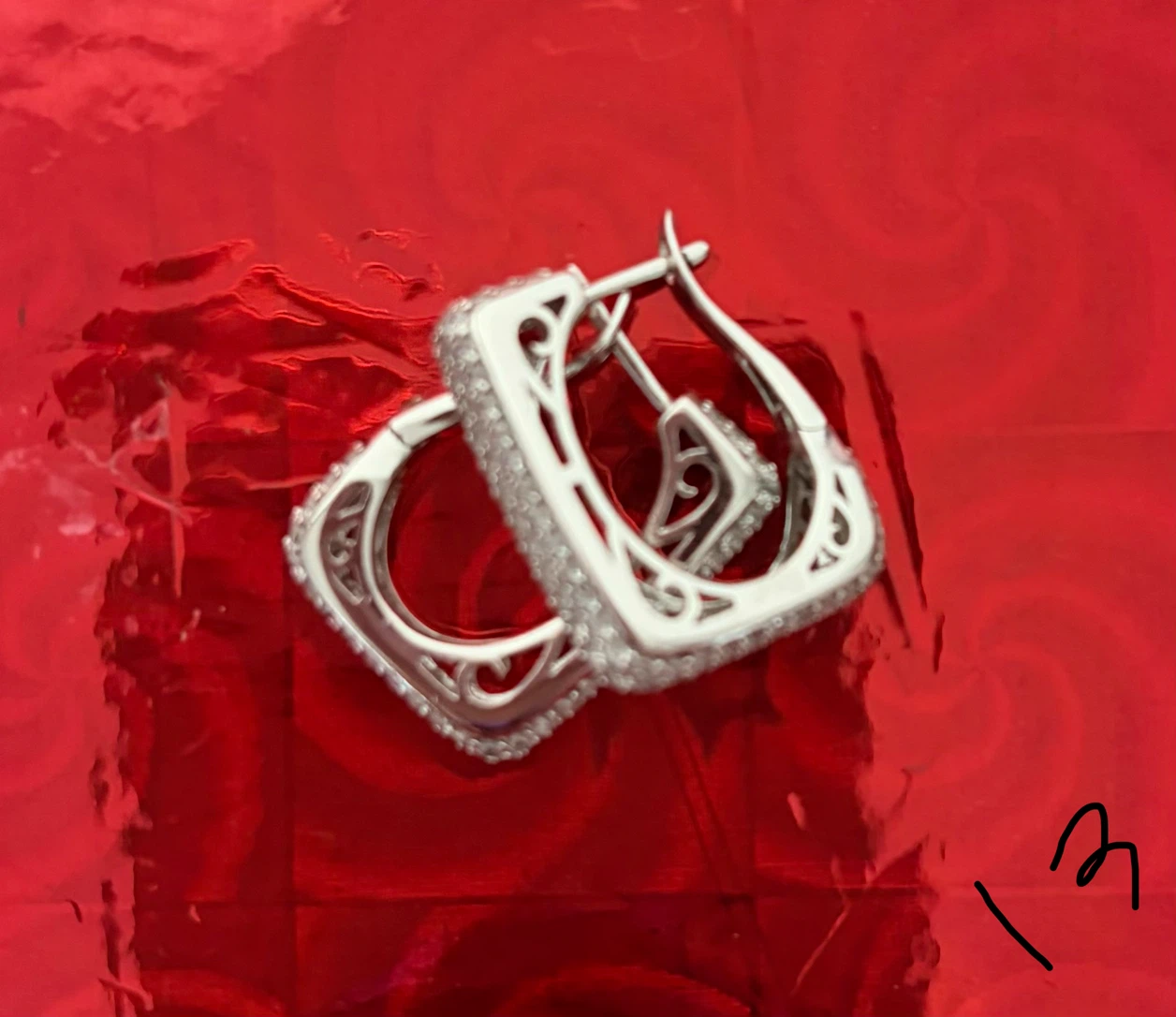 Silver-Tone Rhinestone Hoop Earrings