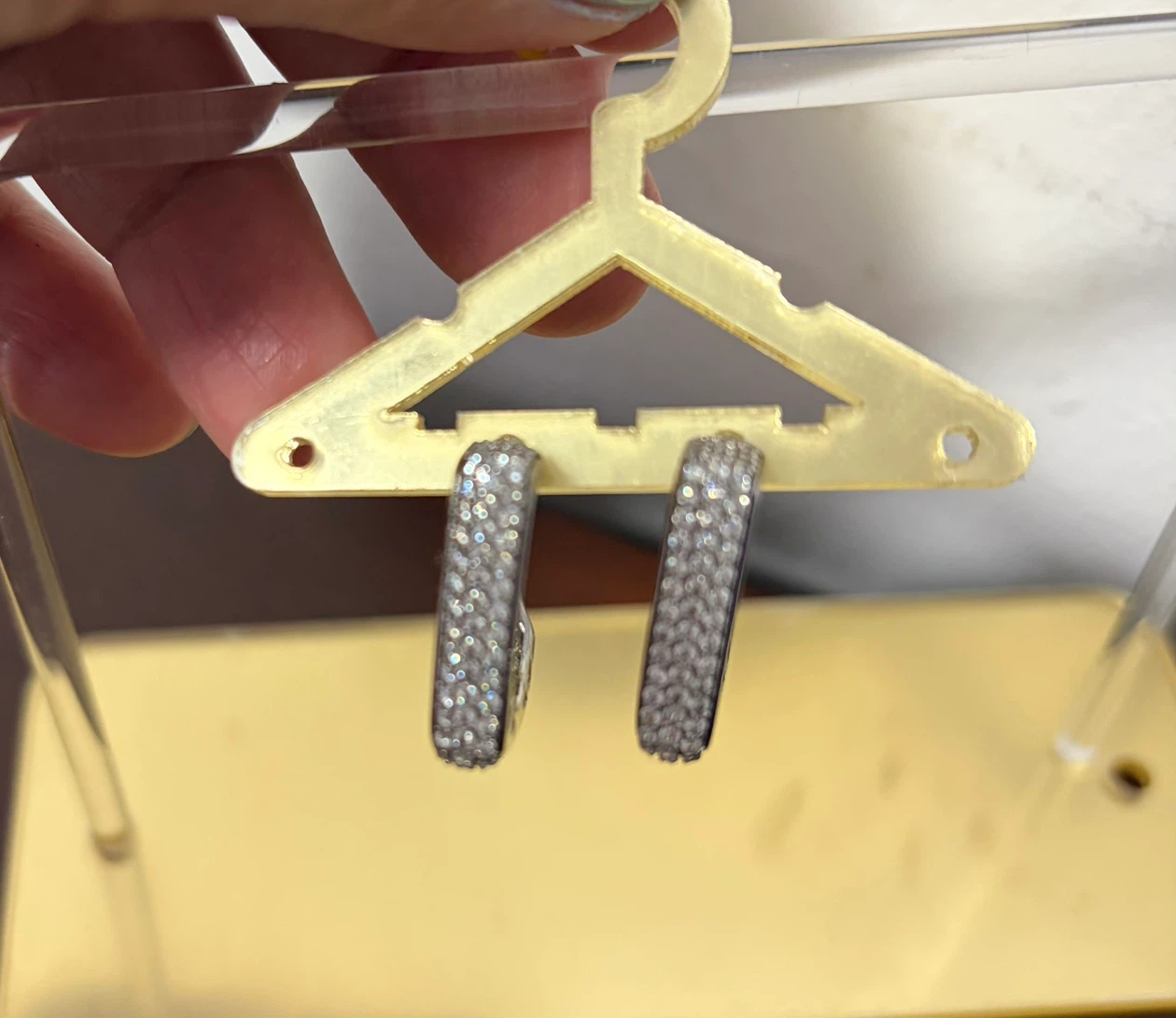 Silver-Tone Rhinestone Hoop Earrings - photo 2