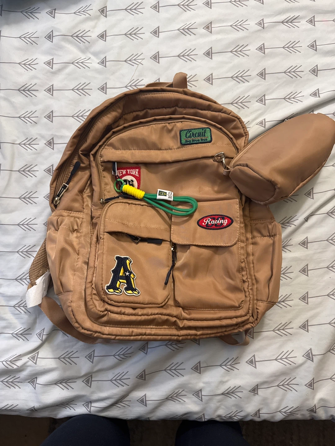 Tan Patch Detail Backpack