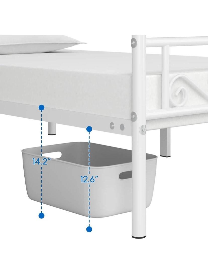 White Metal Twin Bed Frame - photo 2