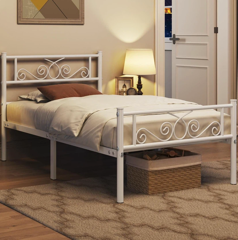 White Metal Twin Bed Frame - photo 3