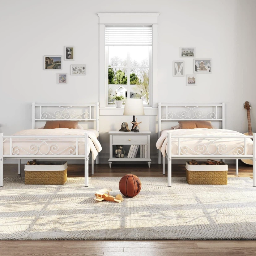 White Metal Twin Bed Frame - photo 4