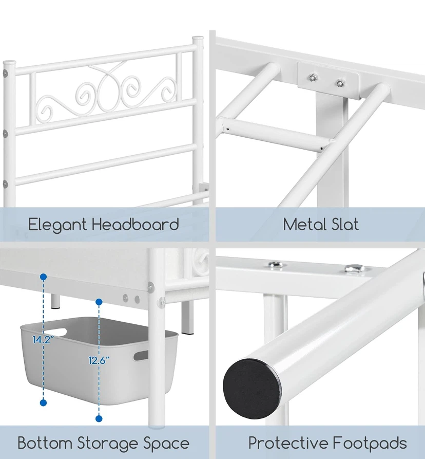 White Metal Twin Bed Frame - photo 5