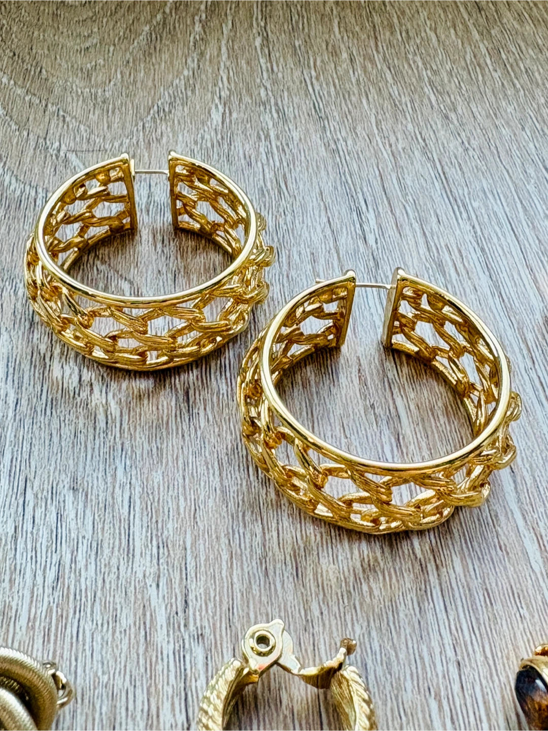 6 Pairs Signed Vintage Gold-Tone Earring - photo 2