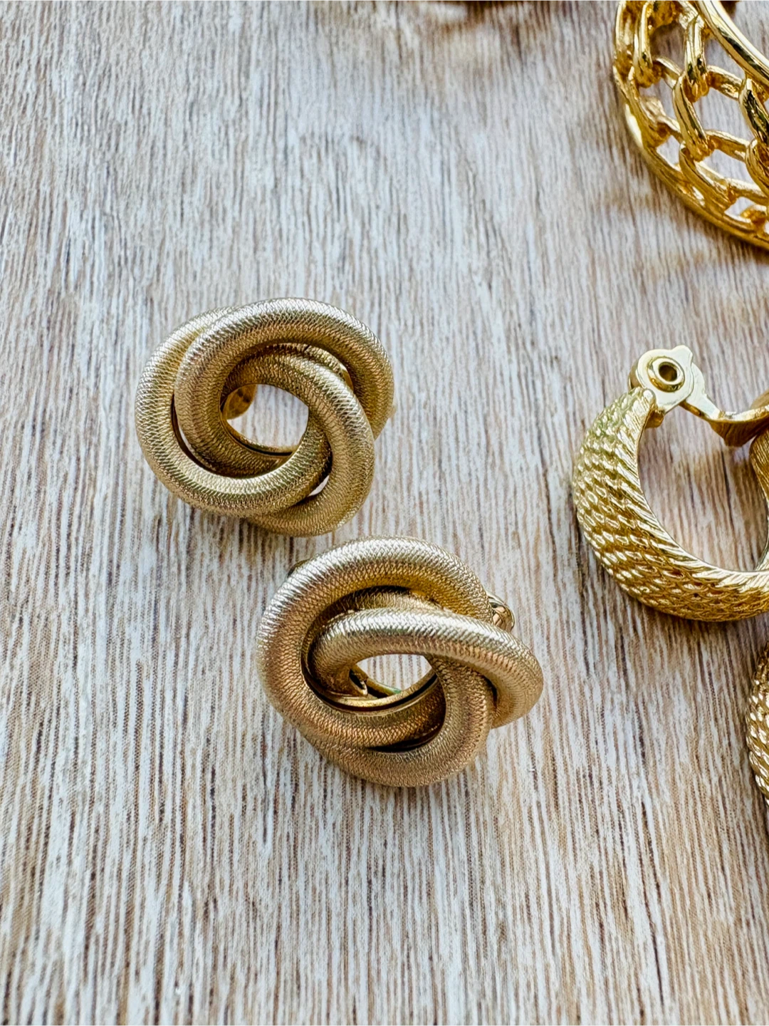 6 Pairs Signed Vintage Gold-Tone Earring - photo 3
