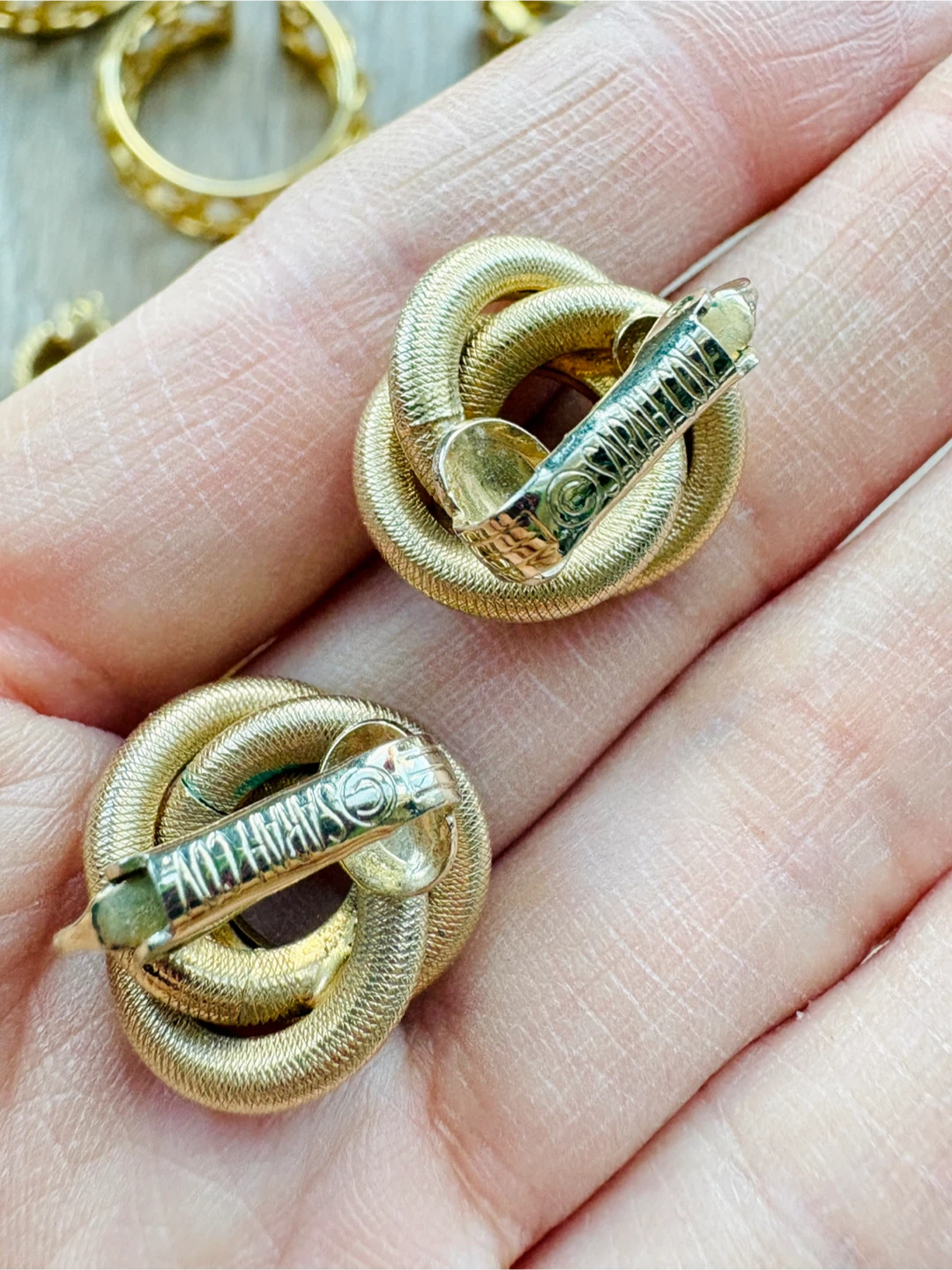 6 Pairs Signed Vintage Gold-Tone Earring - photo 4
