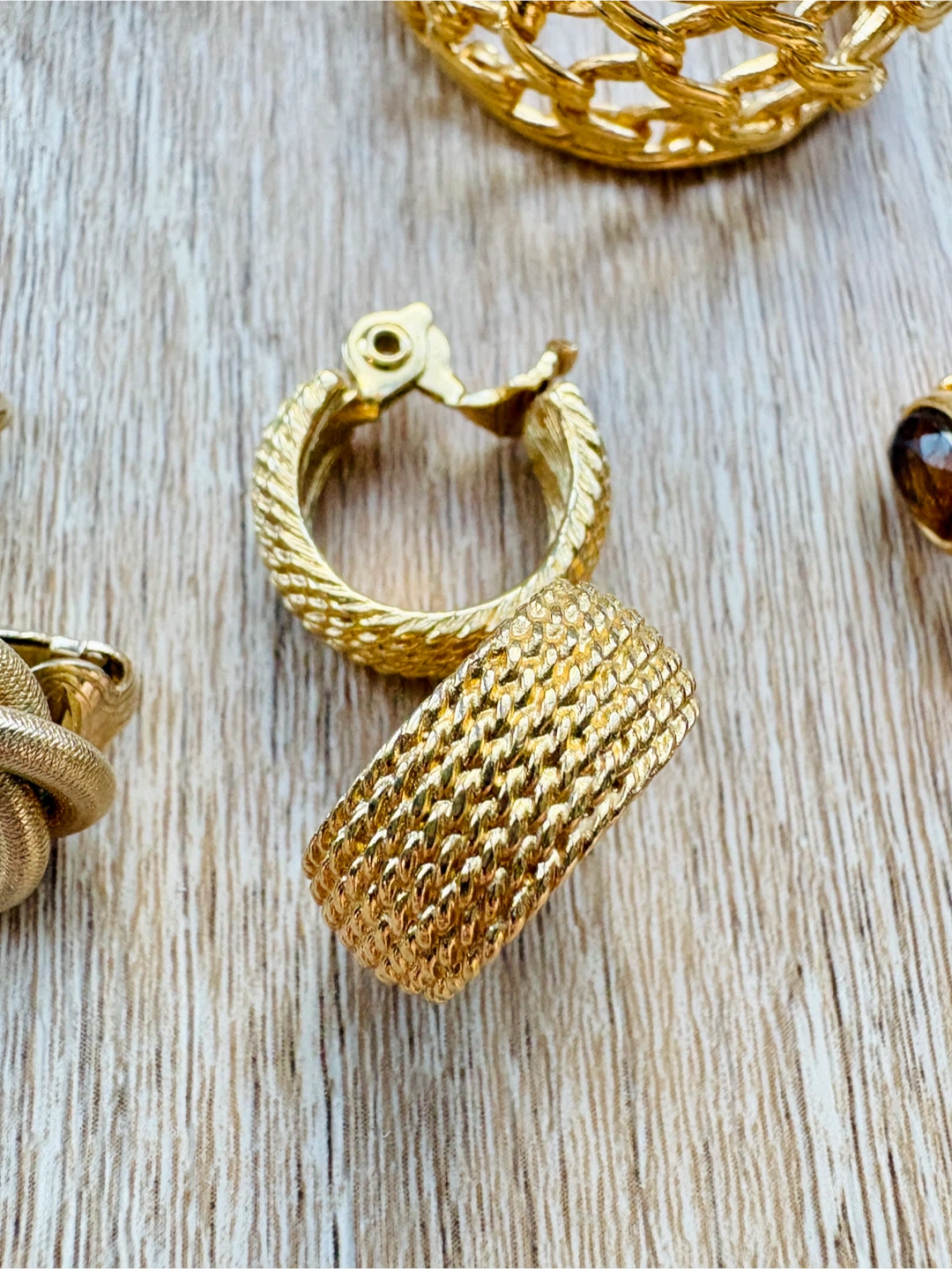6 Pairs Signed Vintage Gold-Tone Earring - photo 5
