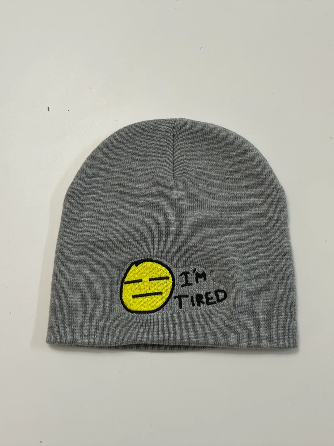 Grey I'm Tired embroidered beanie