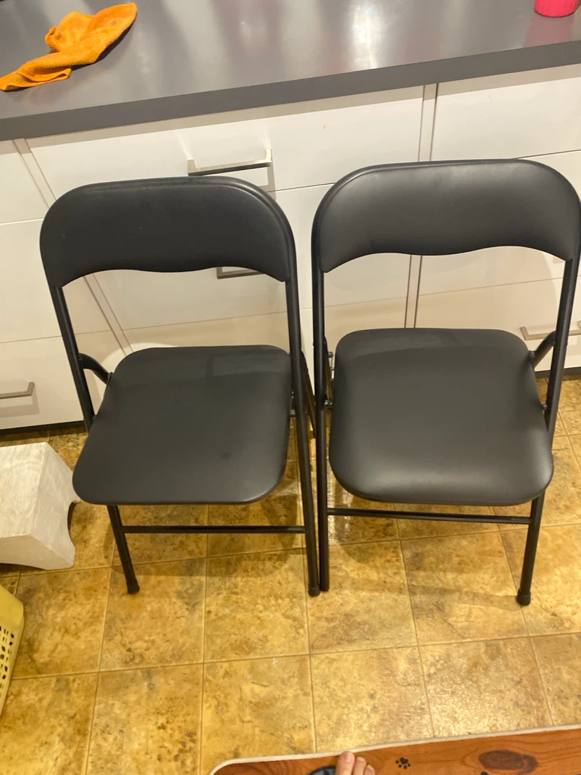 Set of Two Black Folding Chairs - photo 2