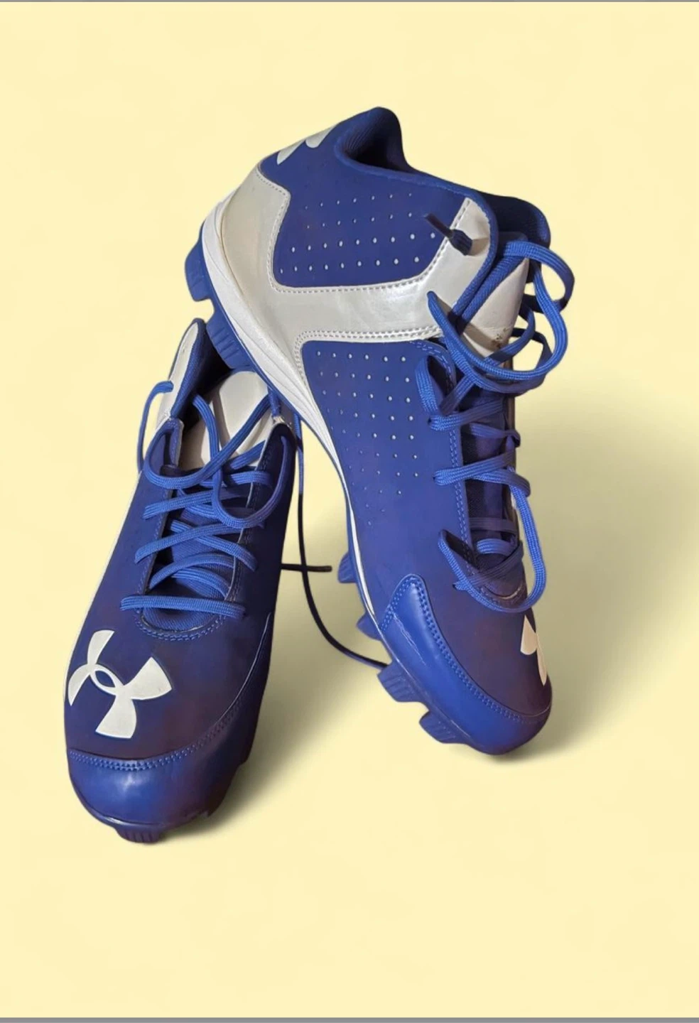 Under Armour Blue and White Cleats - photo 3