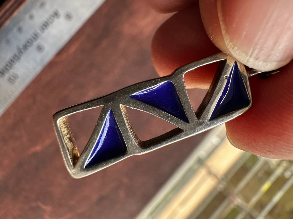 Poulin 925 Sterling Silver Blue Enamel Pendant Necklace - photo 5