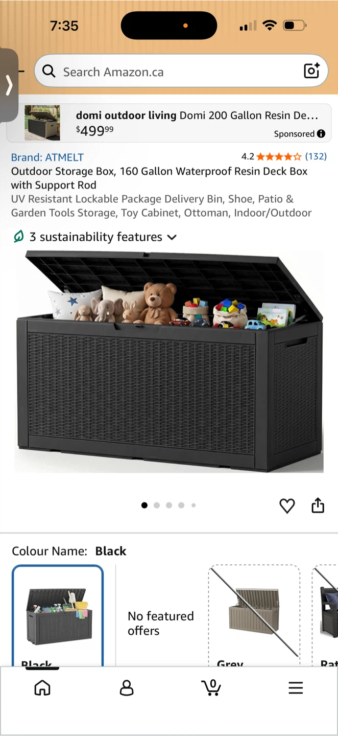 ATMELT 160 Gallon Waterproof Resin Deck Box
