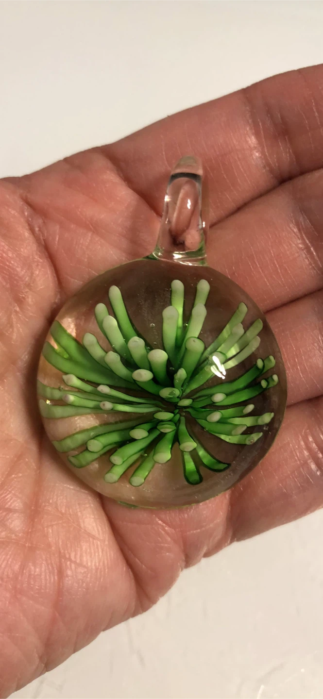 Artisan green glass pendant