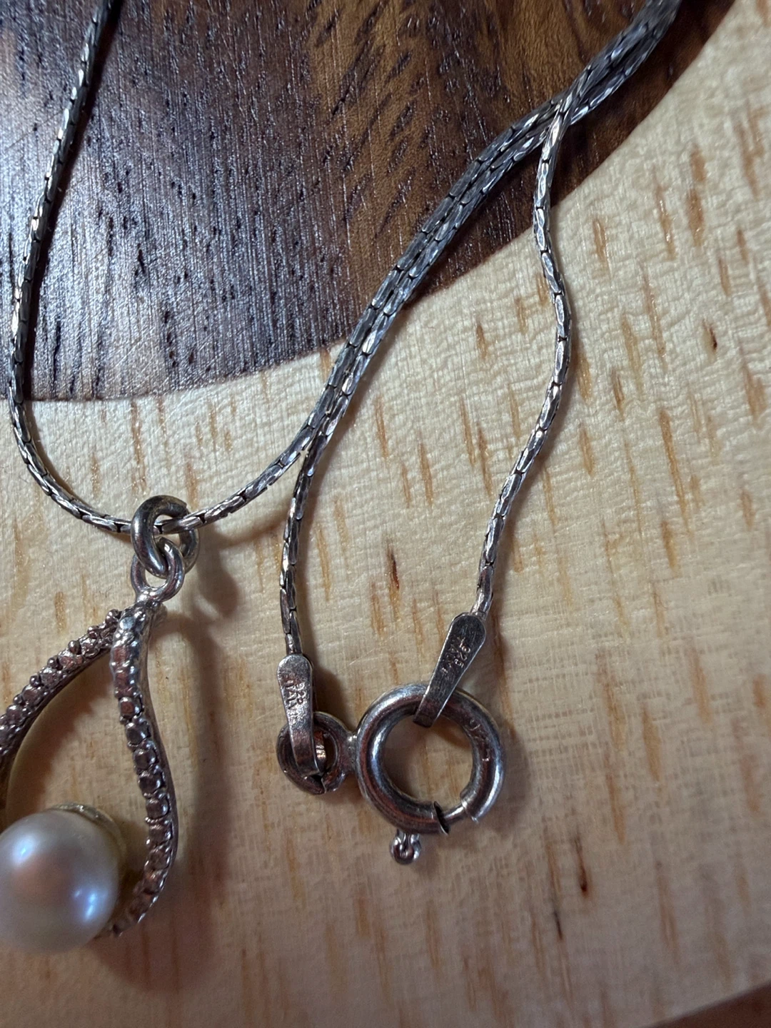 Sterling Silver 925 Italy Pearl Teardrop Pendant Necklace - photo 2
