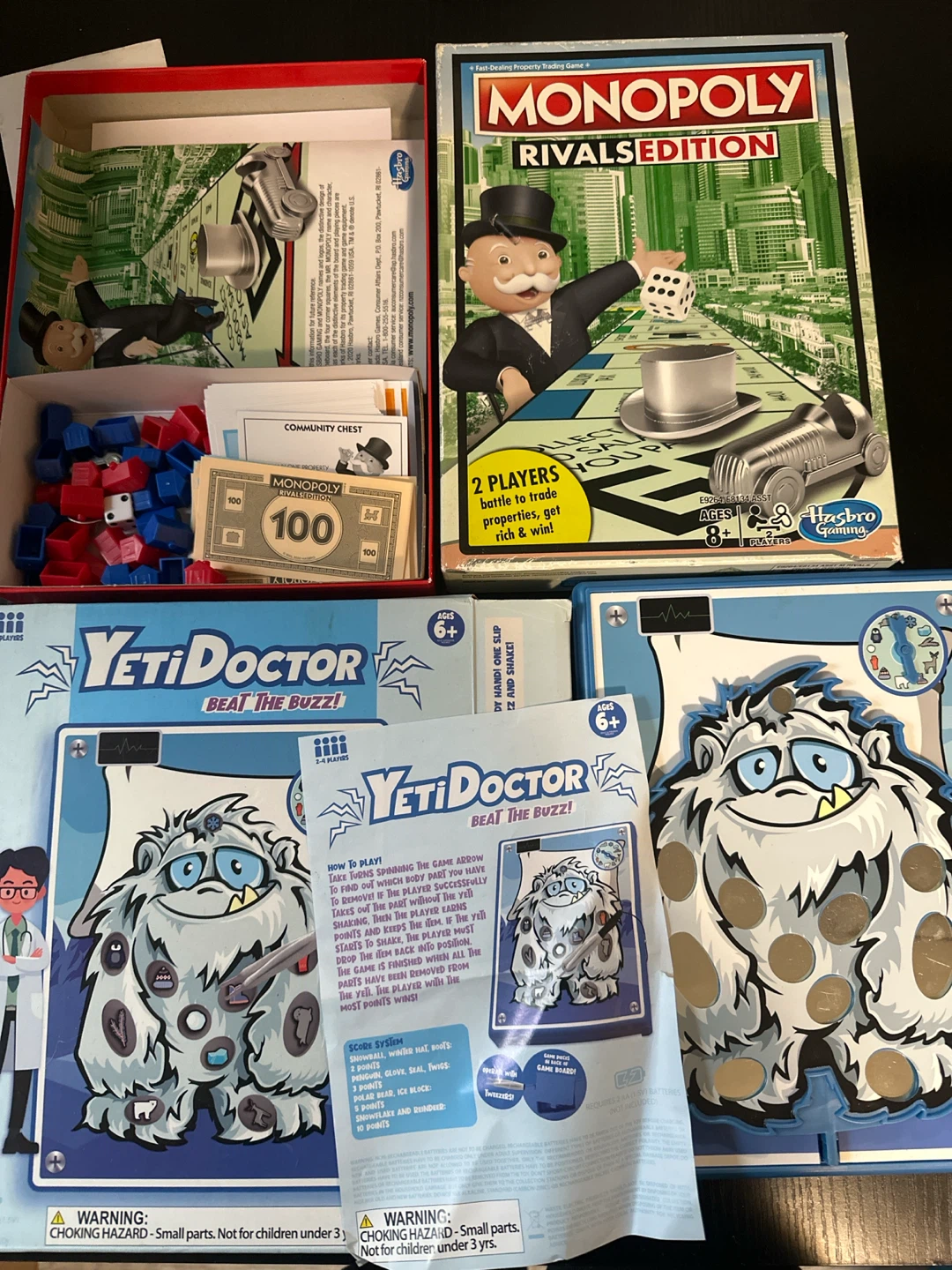 10$ EACH Monopoly Rivals and Yeti Doctor Board Games