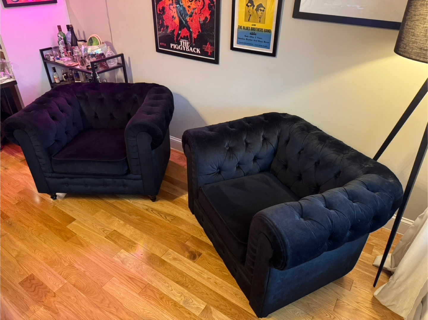 Black/Dark Navy Chesterfield Style Matching Armchairs - photo 3