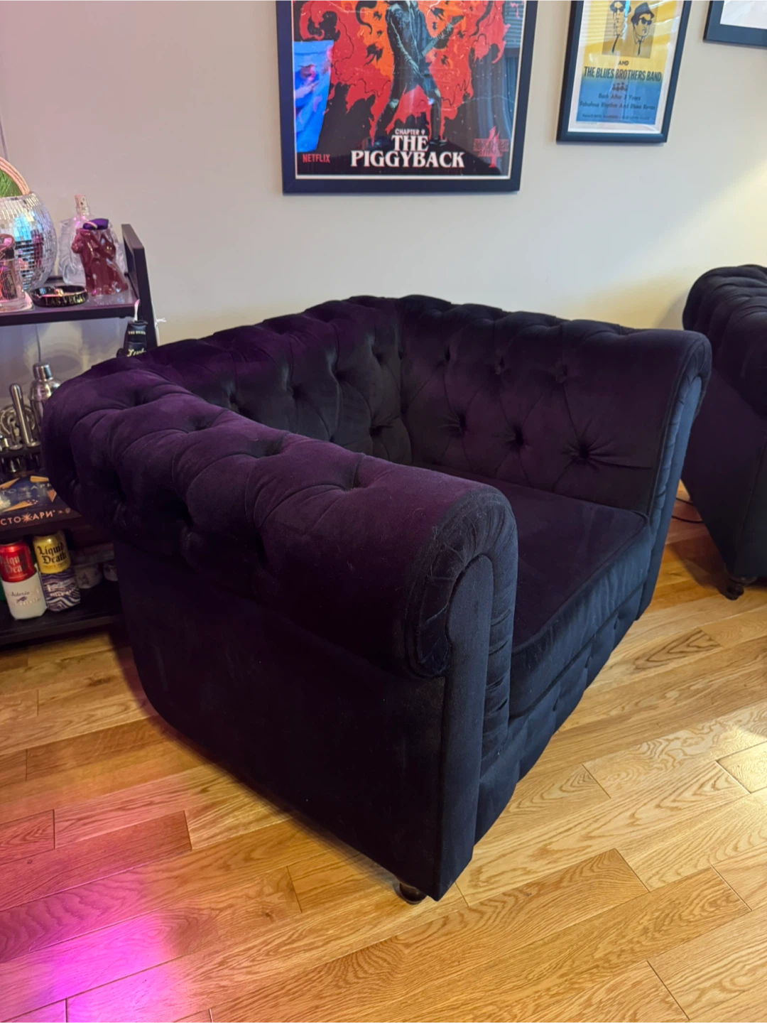Black/Dark Navy Chesterfield Style Matching Armchairs - photo 2