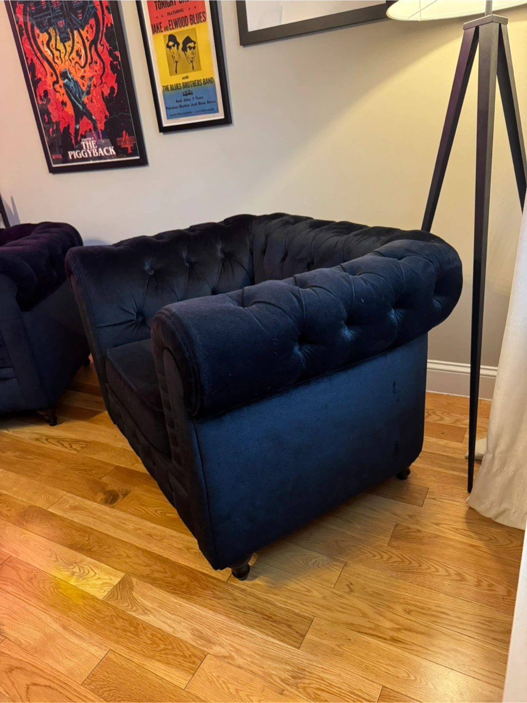 Black/Dark Navy Chesterfield Style Matching Armchairs - photo 4