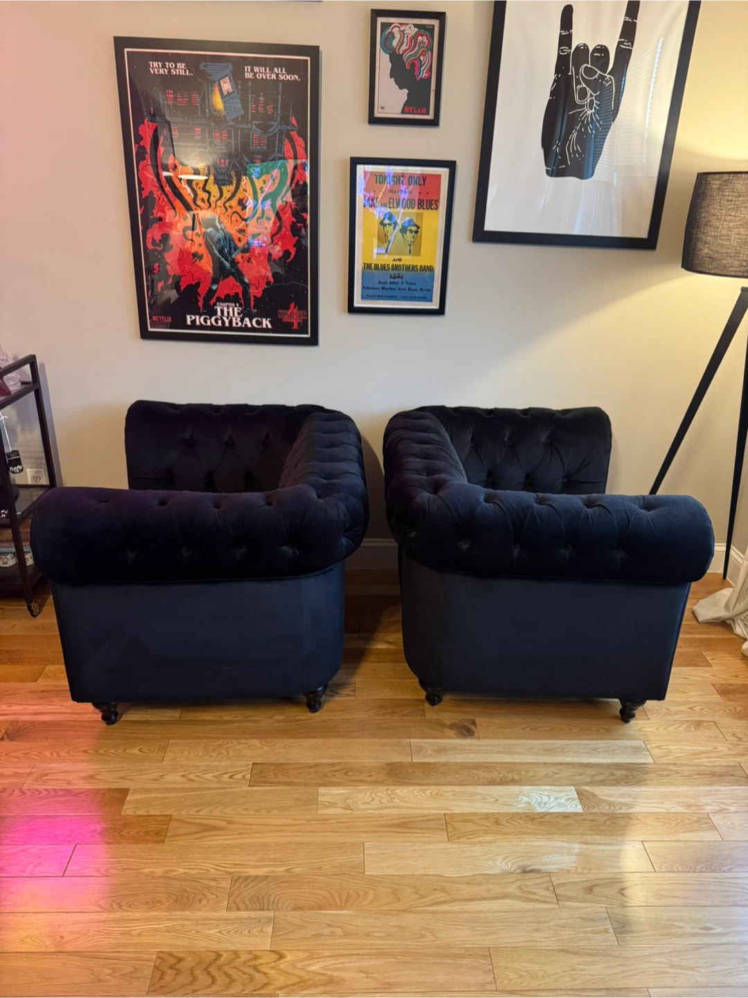 Black/Dark Navy Chesterfield Style Matching Armchairs - photo 5