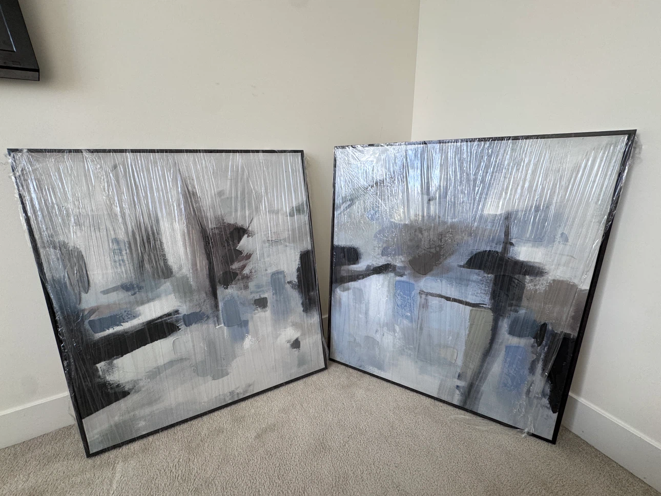 Set of Two Abstract Canvas Wall Art
