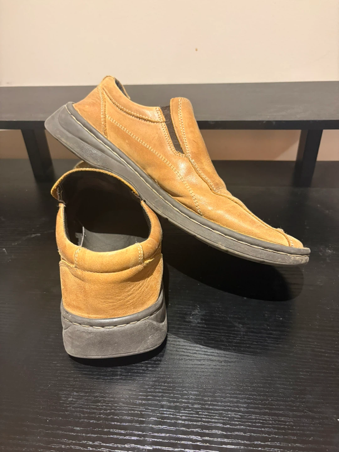 Tan Leather Slip-On Shoes - photo 2