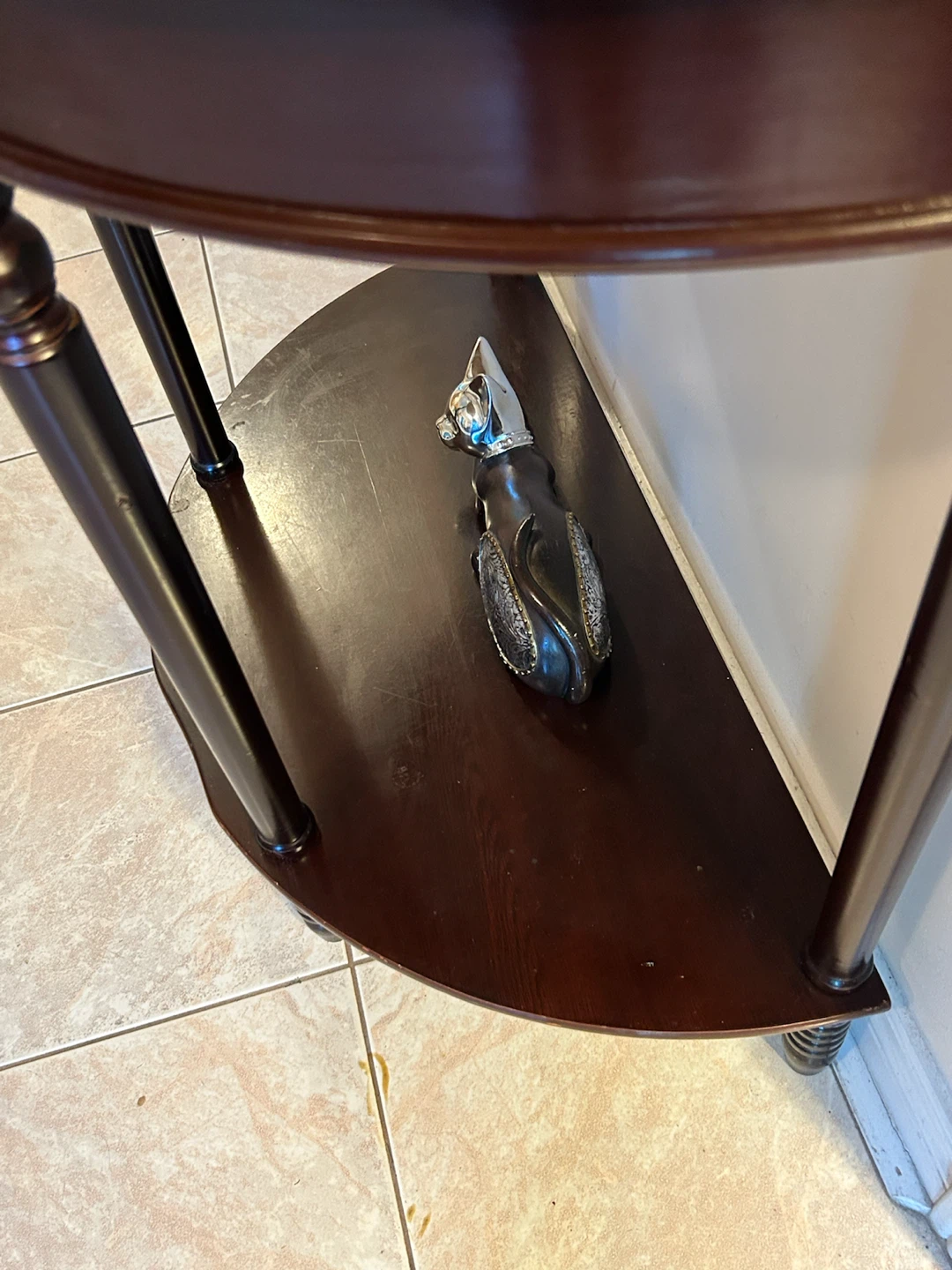 Dark Wood Half-Moon Console Table - photo 4