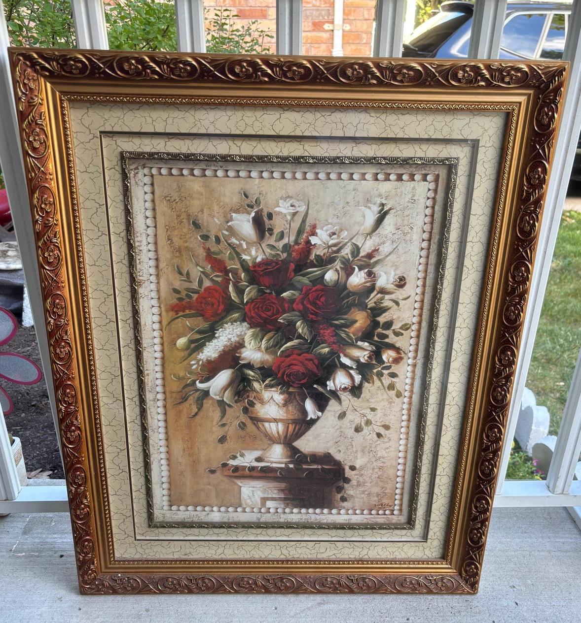 Decorative Floral Wall Art in Beautiful Golden Frame