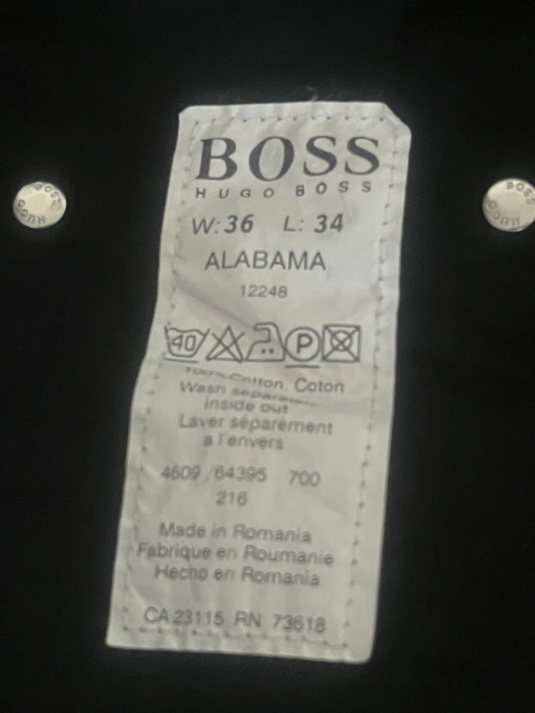 HUGO BOSS Alabama Black Jeans W36 L34