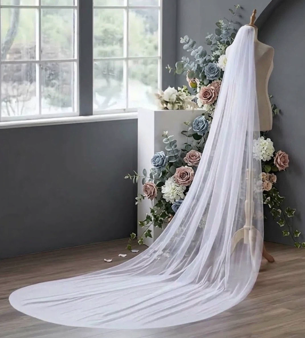 Soft White or ivory Cathedral Length Wedding Veil - photo 5