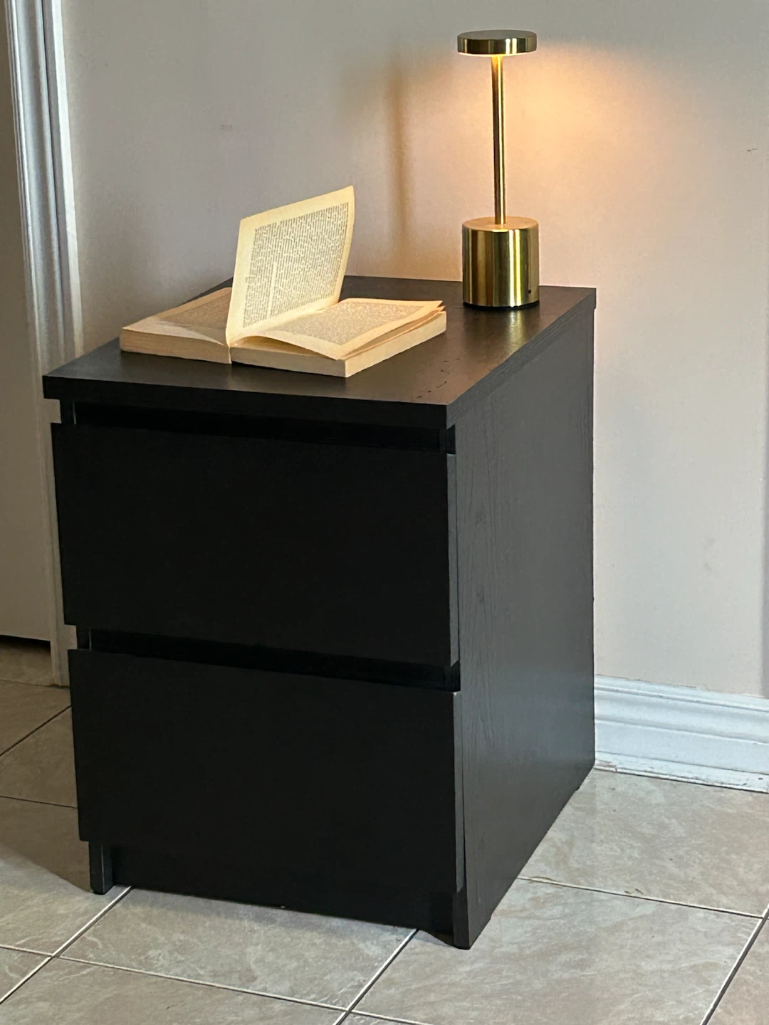 Black Two-Drawer Nightstand/ table