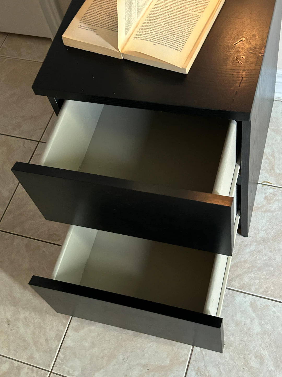 Black Two-Drawer Nightstand/ table - photo 2