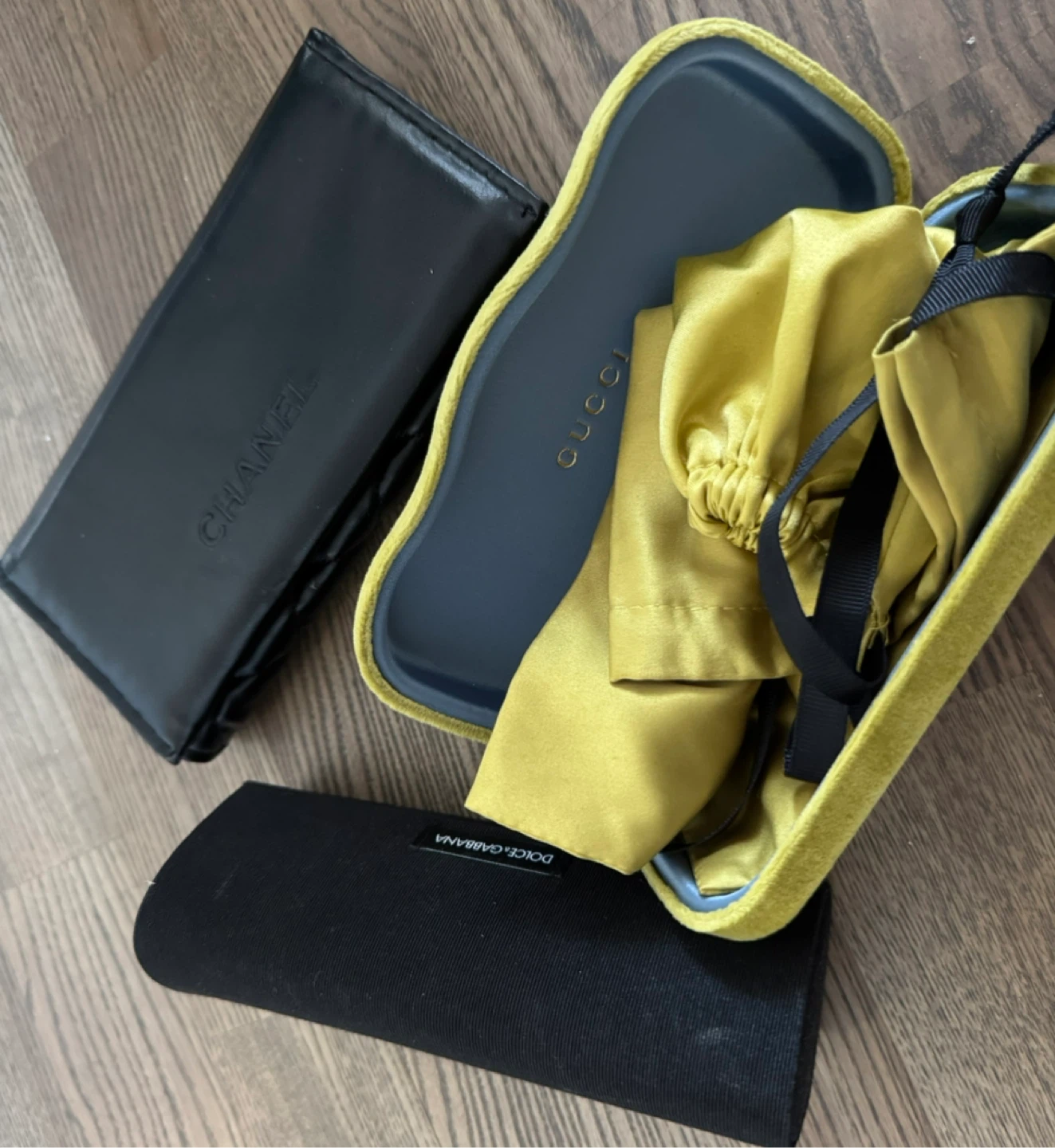 Designer eyewear case bundle: Gucci, Chanel, Dolce & Gabbana