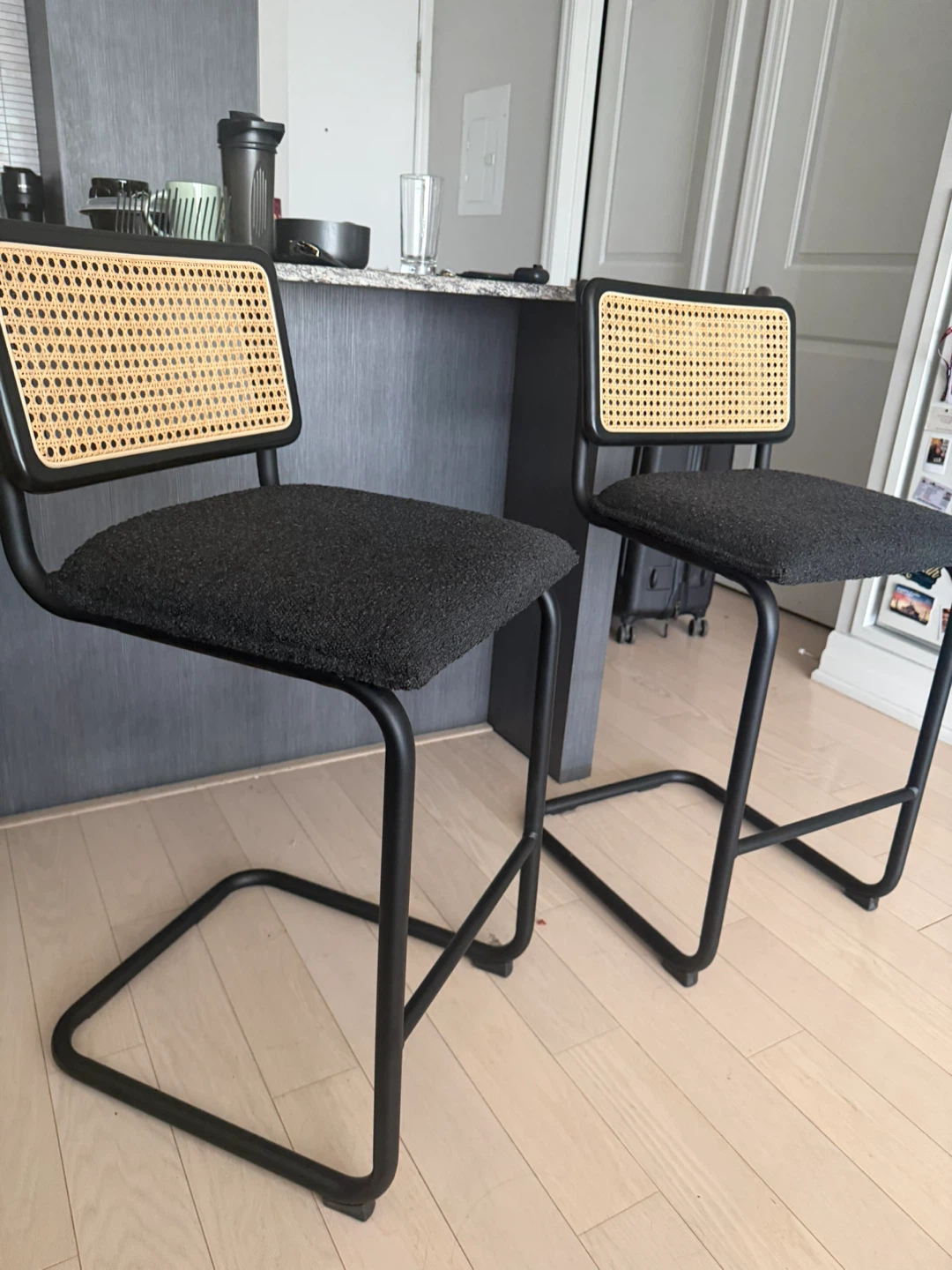 Counter/Bar Stools with Cane Rattan Back (Set of 2)