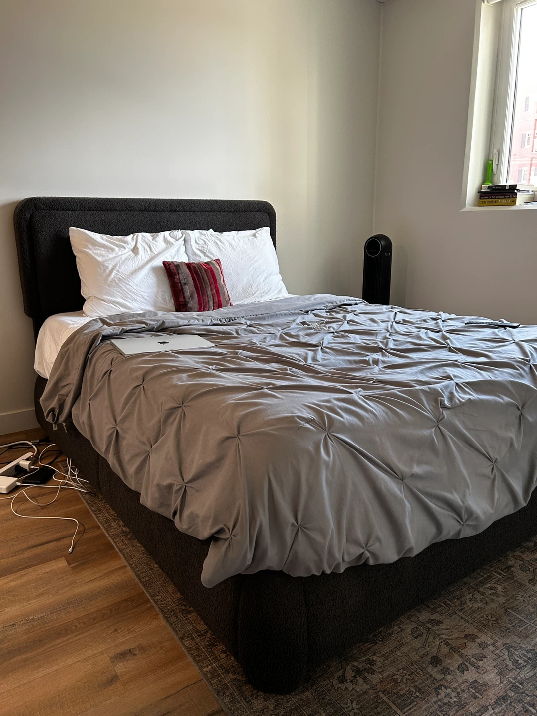Queen size Dark Grey Upholstered Bed Frame - photo 2
