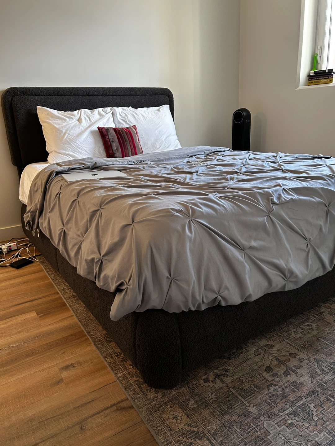 Queen size Dark Grey Upholstered Bed Frame - photo 3